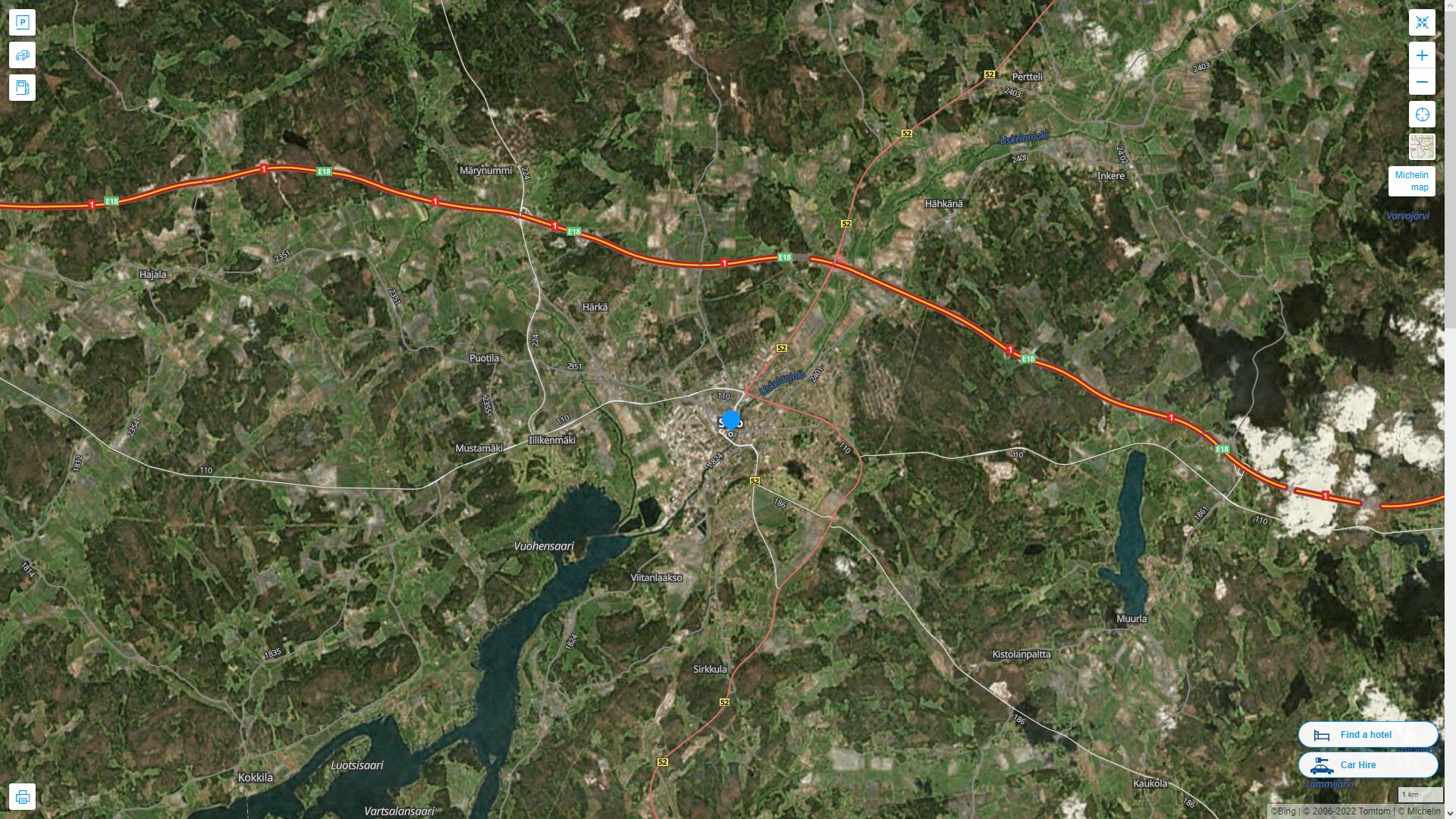 Salo Highway and Road Map with Satellite View